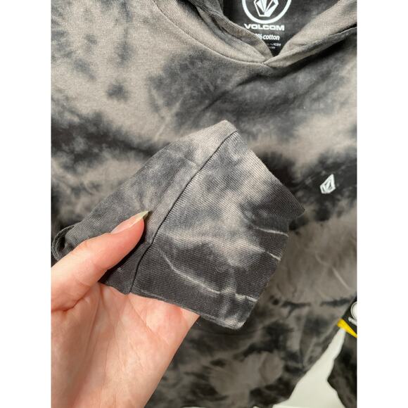 NWT VOLCOM Stone Dye Hoodie Youth L Large Cotton Jersey Tie Dye Pullover Gray - Picture 3 of 8